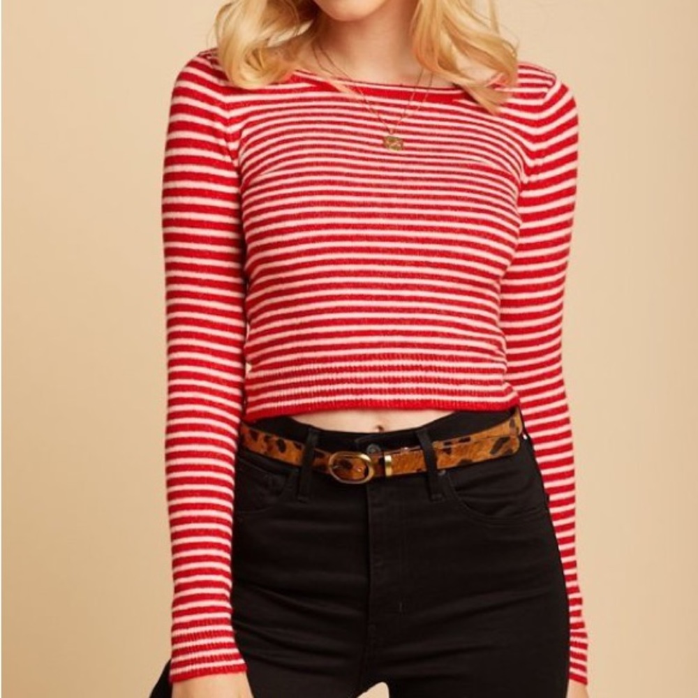Amuse Society red and white striped sweater